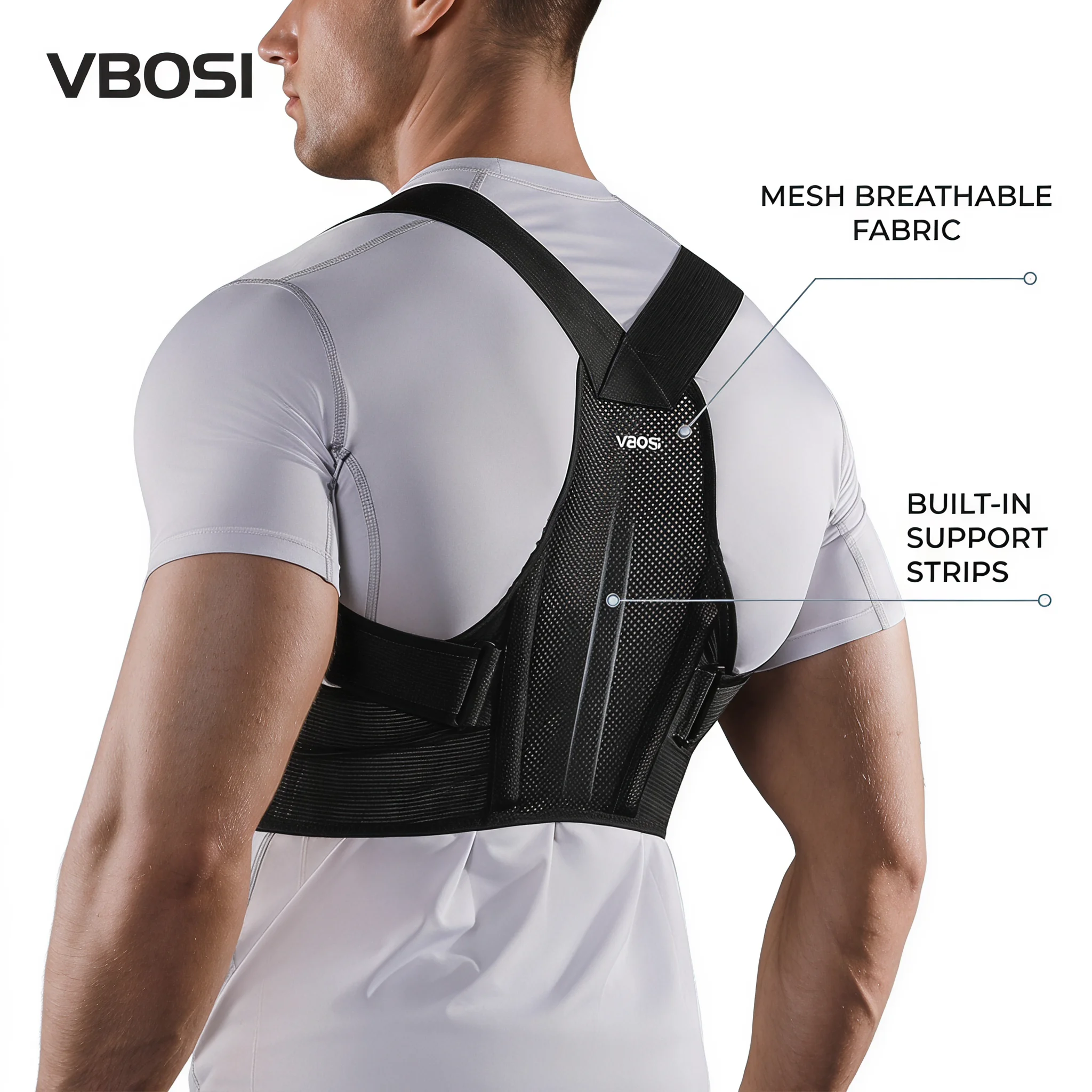 Posture Pole Corrector - Regulowany korektor postawy VBOSI, oddychający siatkowy