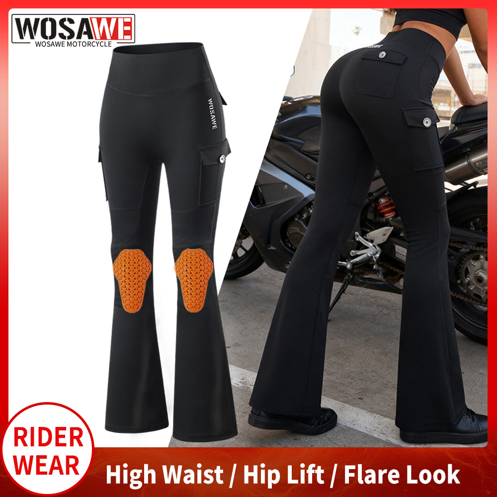 Pilates Yoga Knee Pads - WOSAWE Damskie spodnie motocyklowe typu flare,